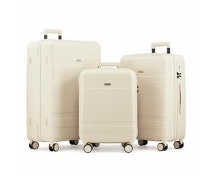 VonHaus 3pc 4 Wheel Hard Suitcase - Cream