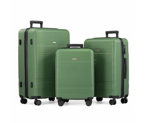 VonHaus 3pc 4 Wheel Hard Suitcase - Green