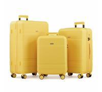 VonHaus 3pc 4 Wheel Hard Suitcase - Yellow