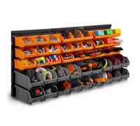 Vonhaus 45Pcs Workshop Storage Bins For Garage, Shed & Van - Wall Mount Organiser With 3 Back Panels