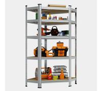 5-Tier Galvanised Steel Corner Shelving Unit - Silver (150 x 70cm)