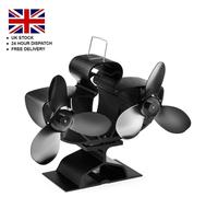 VonHaus Stove Fan - Double Log Burner Fan with 6 Blades, Heat Powered for Wood/Log Burners, Fireplaces, Stove Heaters - Silent Operation, Eco Friendly Circulation, Self Powered, 2 Year Warranty