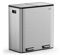 Vonhaus 60L Waste & Recycling Kitchen Bin, 2 X 30L Compartment Stainless Steel Pedal Bin W/ Non Slip Base, Removable Inner Buckets