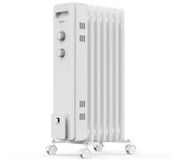 VonHaus Oil Filled Radiator 7 Fin - Oil Heater Portable Electric Free Standing 1500W for Home, Office, Any Room - Adjustable Thermostat, 3 Heat Settings, 4x Wheels, 1.5m Power Cable - 2 Year Warranty