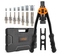 VonHaus Rivet Nut Gun - Rivnut Tool - Hand Riveter Pliers Set - Nutsert Tool - with M3 M4 M5 M6 M8 M10 M12 Metric 7 Mandrels and 150Pcs Assorted Rivnuts - Nutsert Thread Setter with Carrying Case