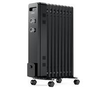 VonHaus Oil Filled Radiator 9 Fin - Oil Heater Portable Electric Free Standing 2000W for Home, Office, Any Room - Adjustable Thermostat, 3 Heat Settings, 4x Wheels, 1.5m Power Cable - 2 Year Warranty