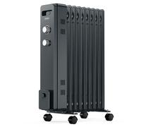 VonHaus Oil Filled Radiator 9 Fin - Oil Heater Portable Electric Free Standing 2000W for Home, Office, Any Room - Adjustable Thermostat, 3 Heat Settings, 4x Wheels, 1.5m Power Cable - 2 Year Warranty