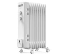 VonHaus Oil Filled Radiator 9 Fin - Oil Heater Portable Electric Free Standing 2000W for Home, Office, Any Room - Adjustable Thermostat, 3 Heat Settings, 4x Wheels, 1.5m Power Cable - 2 Year Warranty