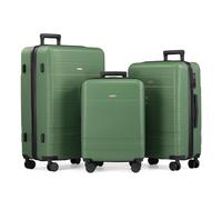 VonHaus Suitcase Set - Green Luggage Set for Travel - 3 Piece Lightweight ABS Hard Shell Suitcases - Telescopic Handle & Double Spinner Wheels - TSA Lock & Anti-Theft Zip - Large, Medium & Cabin Bag