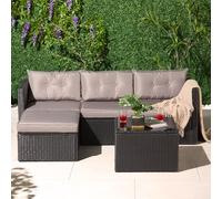 VonHaus Antigua Rattan Outdoor Corner Chaise Sofa & Table in Black VonHaus Black