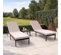 Aruba Set of 2 Sun Loungers with Side Table