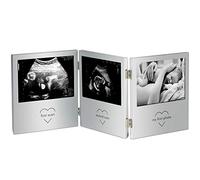 VonHaus Baby Scan Photo Frame - Triple-Hinge Aluminium for 3 (5 x 3.5cm) Photos - Silver