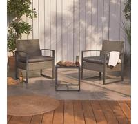 VonHaus Bali 2 Seater Rattan Effect Garden Bistro Set in Dark Grey VonHaus Dark Grey