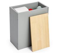 VonHaus Bathroom Storage Box - Grey Bathroom Tidy Box with Wood Effect Lid - Storage for Cleaning Products, Toilet Roll & More - Slim & Compact Organiser Unit - Shrewsbury