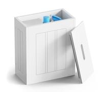 VonHaus Bathroom Storage Box - White Slim Bathroom Unit with Lid for Toiletries - Slim & Compact Toilet Roll Storage - Shaker Tongue & Groove Tidy Box - Holbrook