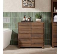 Vonhaus Bathroom Storage Cabinet, Dark Wood Effect Bathroom Floor Unit With Handleless Slatted Design, Chester