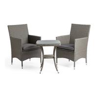 2 Seater Grey Rattan Garden Bistro Set