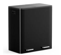VonHaus Kitchen Bin, 60L Double Recycling Bin for Kitchen, Black Two Section Food Waste Separation System with Non-Slip Base & Removable Inner-Compartments, Large Airtight Trash Can, 2 x 30L