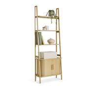Vonhaus Bookcase For Living Room, Tambour Bookshelf With Sliding Doors & Storage, Scandi Look Home Office Shelving Unit, Landos