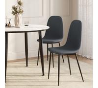 Vonhaus Dining Chairs Set Of 2, Charcoal Blue Kitchen Chairs With Black Metal Legs, Cord Effect Pair Of Chairs For Dining