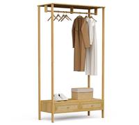 VonHaus Clothes Rail for Bedroom - 2 Rattan Fronted Drawers