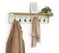 VonHaus Coat Hooks Wall Mounted, Cream Coat Rack with Shelf, Ash Hall