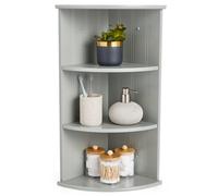 Vonhaus Corner Shelf Unit, Grey 3 Tier Shelving, Freestanding Or Wall Mounted Display Shelves, Modern Storage For Bathroom Decor