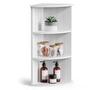 Vonhaus Corner Shelf Unit, White 3 Tier Corner Shelves For Wall, Freestanding Or Wall Mounted, Bathroom, Kitchen, Living, Holbrook