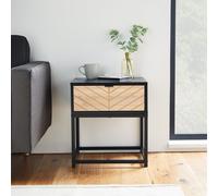 VonHaus Dalton 1 Drawer Chevron Design Living Room Side Table in Black VonHaus Black