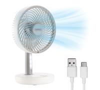 VonHaus Desk Fan 6" - Portable, Lightweight, Cordless, USB Rechargeable, 3 Speeds, 45° Tilt, LED Light, Quiet Operation - Cooling Fan Ideal for Table, Home, Office, Travel, Living Room, Bedroom