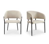 Oxford Set of 2 Mid-Century Dining Chairs - Cream