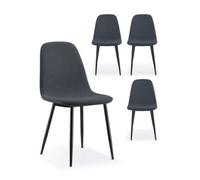 Cord Textured Effect Dining Chairs Set VonHaus Dark Blue One Size