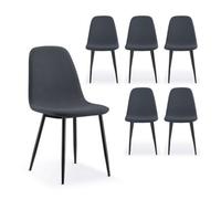Cord Textured Effect Dining Chairs Set VonHaus Dark Blue One Size