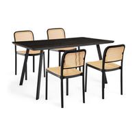 Burton 4 Seater Dark Wood Effect Dining Table With Brewer Chairs