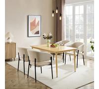 Vonhaus Dining Table, 6 Seater Kitchen Table For Dining Room, Rectangular Light Wood Effect For 6 People, W150Cm X D90Cm, Burton