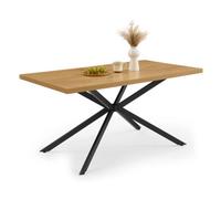 Vonhaus Dining Table, 6 Seater Kitchen Table For Dining Room, Rectangular Wood Effect With Black Cross Legs, W150 X D85Cm, Abel