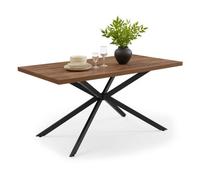 Vonhaus Dining Table, 6 Seater Kitchen Table For Dining Room, Rectangular Wood Effect With Black Cross Legs, W150 X D85Cm, Abel