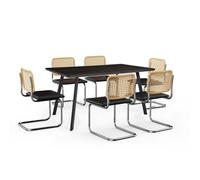 Burton 6 Seater Dark Wood Effect Dining Table With Bridgewater Chairs