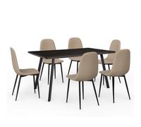 6 Seater Dining Table and Chairs Set VonHaus Brown One Size