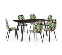 Burton 6 Seater Dark Wood Effect Dining Table With Leighton Chairs