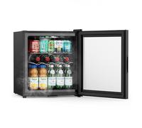 VonHaus Drinks Fridge 43L - Mini Beer & Wine Fridge with Reversible Glass Door, Auto Defrost, Lock & Keys, LED Light & Adjustable Thermostat 0-20°C, Table Top Drinks Refrigerator [Energy Class D]
