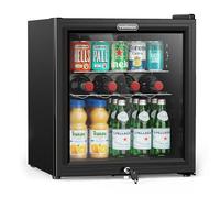 VonHaus Drinks Fridge 50L - Mini Beer & Wine Fridge with Reversible Glass Door & LED Light, Auto Defrost, 0-20°C, Lock & Keys, Table Top Drinks Refrigerator with 43L Net Capacity