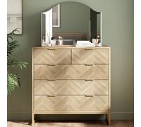 VonHaus Ducie 5 Drawer Herringbone Design Bedroom Chest of Drawers in Natural | Size: 1 Pack VonHaus Natural 1 Pack