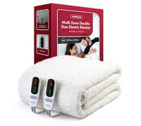VonHaus Electric Blanket Double with Multi Heating Zones, Heated Mattress Topper for Double Bed, Under Blanket Cover Sheet - Dual Controls, Corner Ties, 6 Heat Settings, Machine Washable, 190 x 135cm