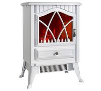 VonHaus Electric Log Burner 1800W - 2 Heat Settings - White | Indoor Wood Burner/Burning Effect Fireplace, Portable Freestanding Heater for Any Room - LED Flame, Adjustable Thermostat