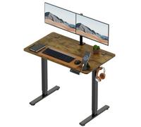 Vonhaus Electric Standing Desk, Height Adjustable Sit Stand Desk, 3 Height Preset Technology, 100X60Cm, Dark Wood Walnut Effect