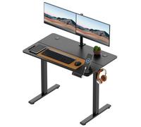 Vonhaus Electric Standing Desk, Height Adjustable Sit Stand Desk, 3 Height Preset Technology, 100X60Cm, Black Desktop & Frame