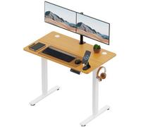 Vonhaus Electric Standing Desk, Height Adjustable Sit Stand Desk, 3 Height Preset Technology, 100X60Cm, Light Wood Maple Effect