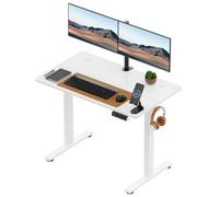 Vonhaus Electric Standing Desk, Height Adjustable Sit Stand Desk, 3 Height Preset Technology, 100X60Cm, White Desktop & Frame