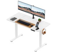 VonHaus Medium Home Office Electric Standing Desk with USB-C Charging in White VonHaus White
